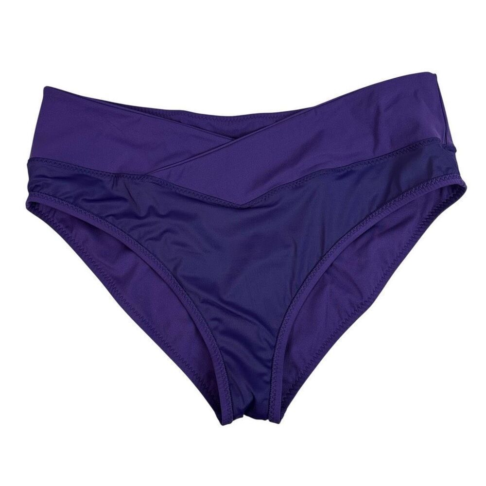 Fabletics High-Waisted Crossover Shaping Swim Bottom Sz XL Purple - Picture 3 of 7